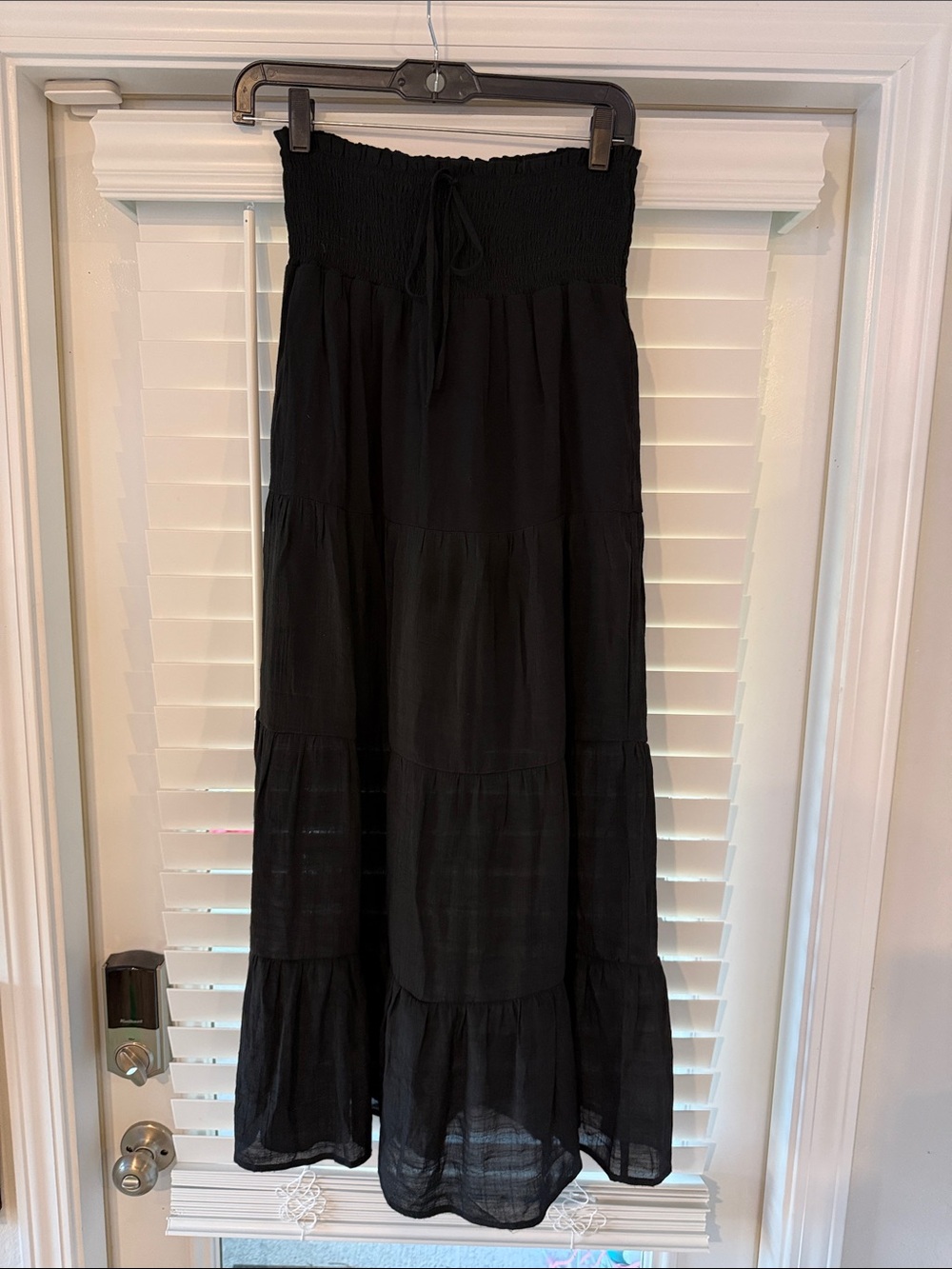 Love Tree Black Tiered Maxi Skirt with Smocked Waist